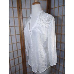 HeartSoul Lg Lace Detail Sheer Shoulder Boho Blouse